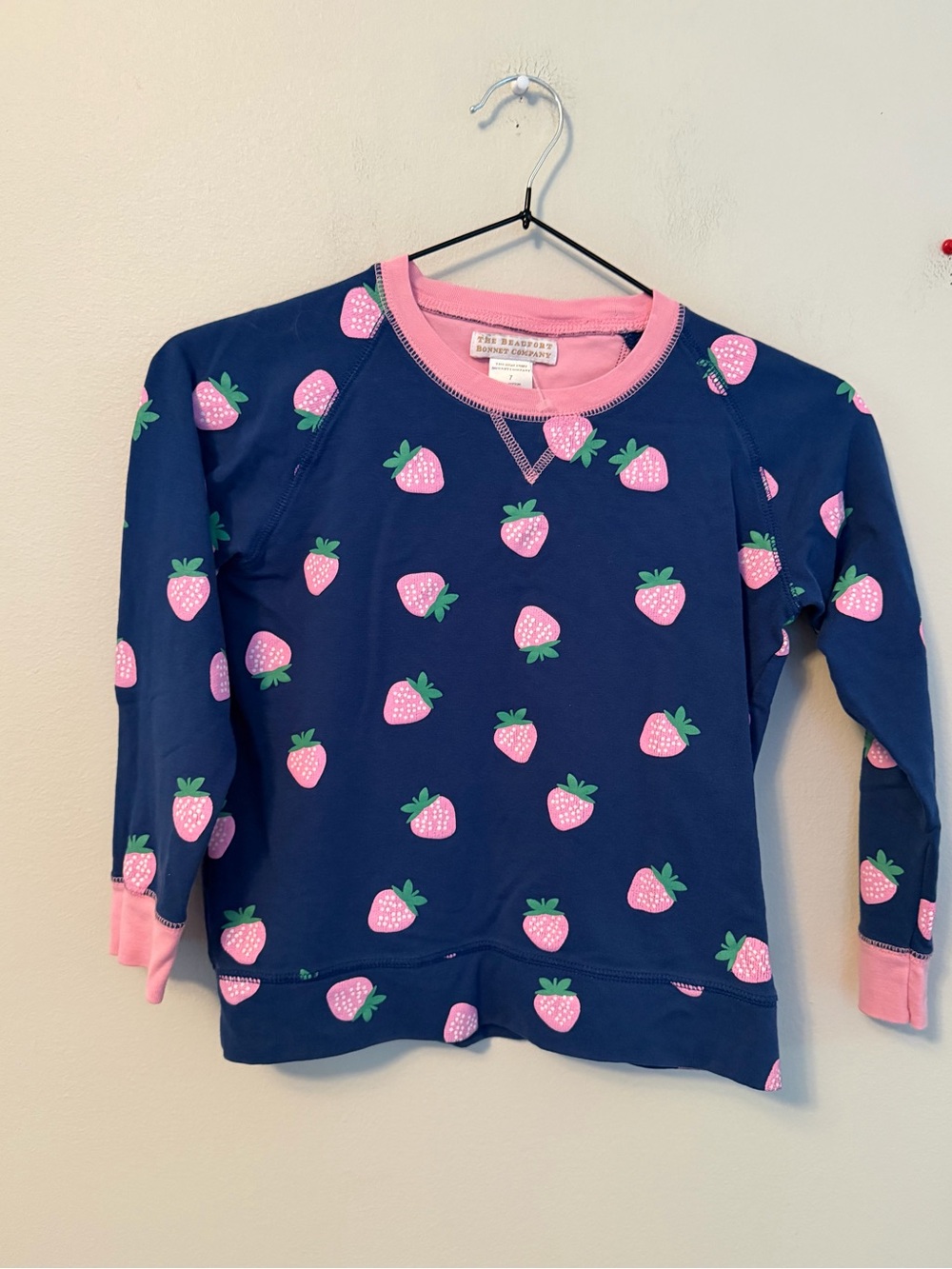 The Beaufort Bonnet Company Navy Strawberry Print Crewneck